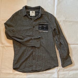 On the Byas Mens Grey Medium Button Down Shirt